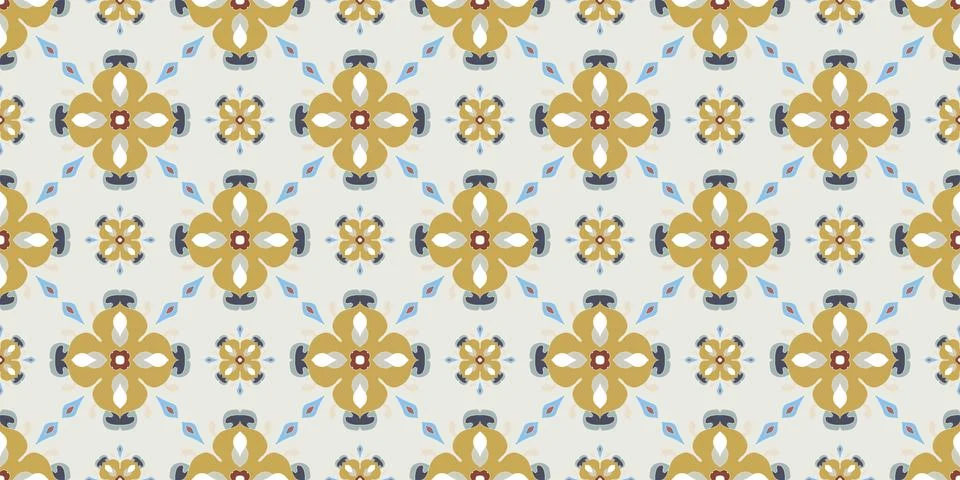 Portuguese vector tiles pattern, Lisbon seamless black and white tile design Stock Illustration