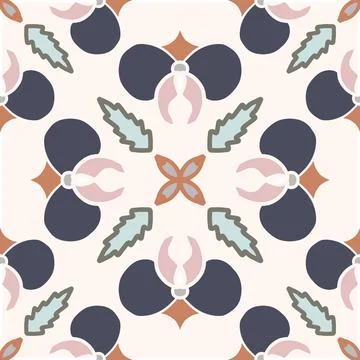 Portuguese vector tiles pattern, Lisbon seamless black and white tile design 库存插图