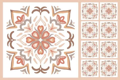 Portuguese vector tiles pattern, Lisbon seamless black and white tile design 库存插图