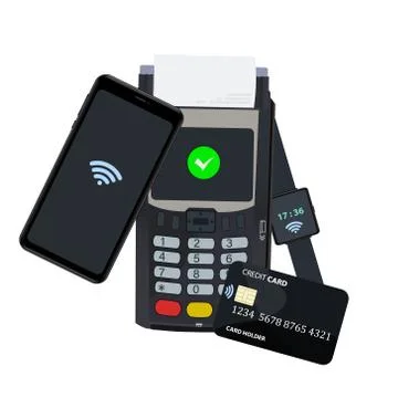  POS and NFC payment technology concept. Payment by bringing the device closer t イラスト素材