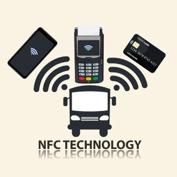  POS and NFC payment technology concept. Payment by bringing the device closer t Stock Illustration