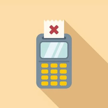 Pos cancel pay icon flat vector. Card error Stock Illustration