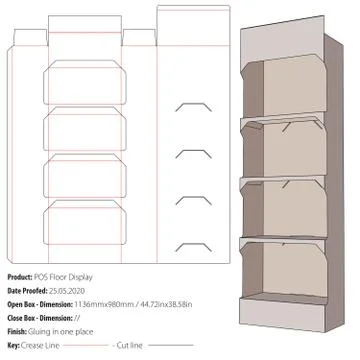 POS Floor Display packaging design template gluing die cut - vector 2-eps Stock Illustration