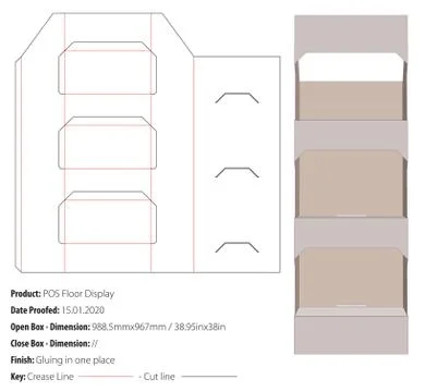 POS Floor Display packaging design template gluing die cut - vector-eps Stock Illustration