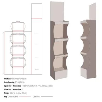 POS Floor Display packaging design template gluing die cut - vector 1-eps Stock Illustration