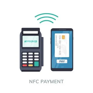 POS NFC Payment machine icon. NFC terminal card vector payment transfer Stock Illustration
