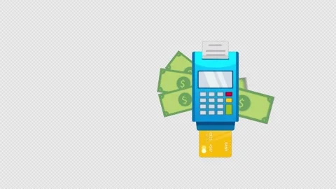 Pos Payment Machine And Card Alpha Channel Stock Footage 258431607