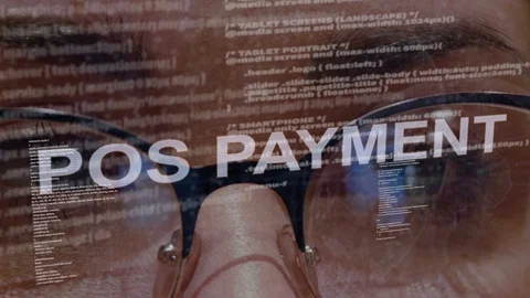 POS Payment text on female software developer Stock Footage 107661033