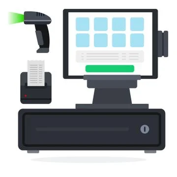 POS system flat icon vector isolated Stock Illustration