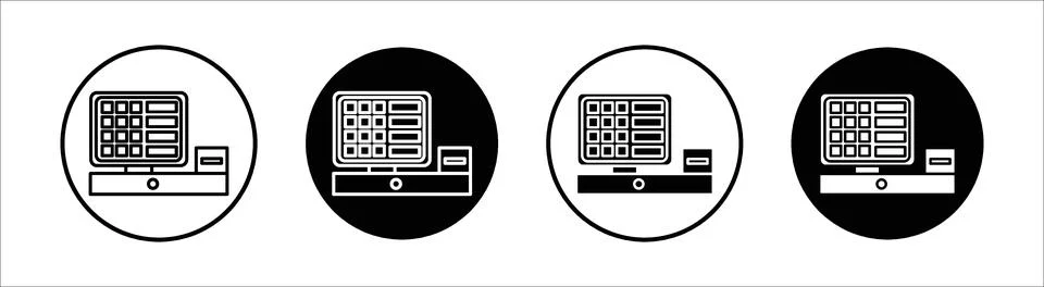 POS system flat line icon set. POS system Thin line illustration vector Stock Illustration