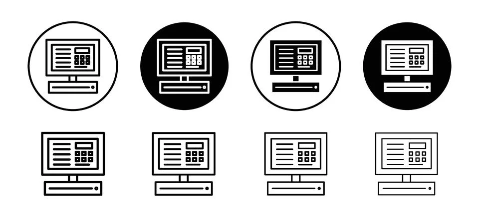 POS system vector icon set collection. POS system Outline flat Icon. Stock Illustration