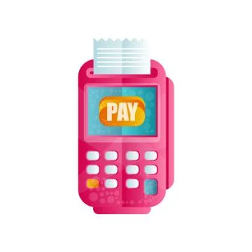 POS terminal confirming the payment, machine for processing payments by credit Illustrazione stock