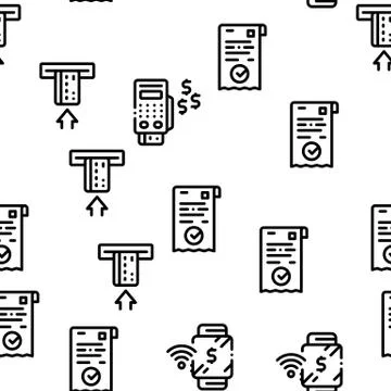 Pos Terminal Device Seamless Pattern Vector Stock Illustration