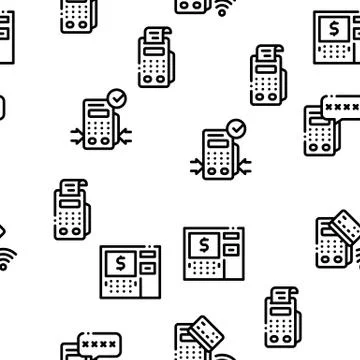 Pos Terminal Device Seamless Pattern Vector Stock-Illustration
