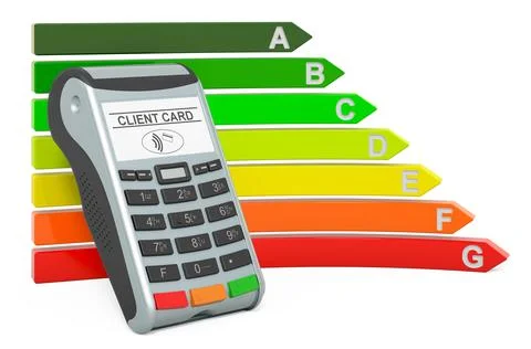 POS-terminal with energy efficiency chart, 3D rendering イラスト素材
