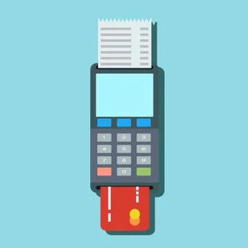 Pos terminal in flat style. Pos payment. Illustrazione stock