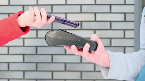 Pos terminal in the hand of a man. Stock Footage 150223222