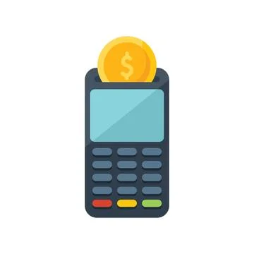Pos terminal icon flat vector. Money pay Stock Illustration