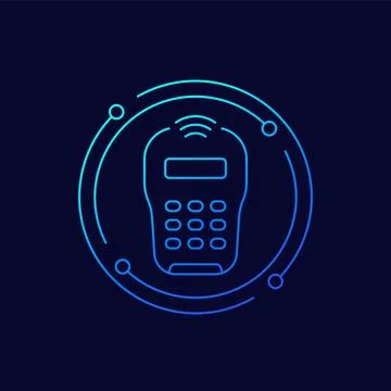 Pos terminal icon, linear design Stock Illustration