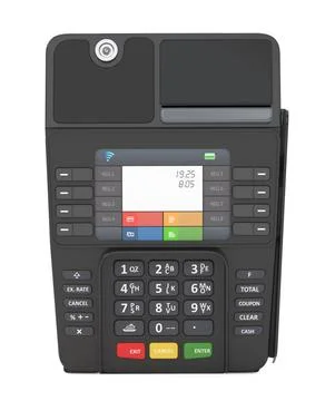 POS Terminal isolated on white background. 3D illustration POS Terminal is... Stock Photos
