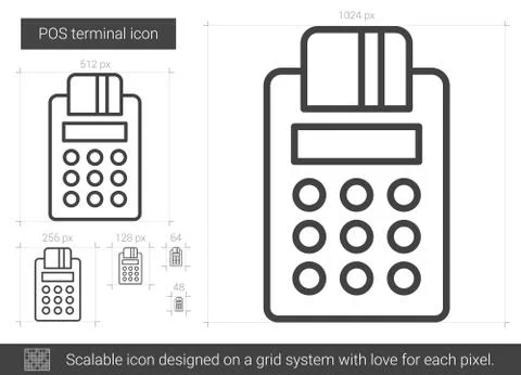 POS terminal line icon. Illustrazione stock