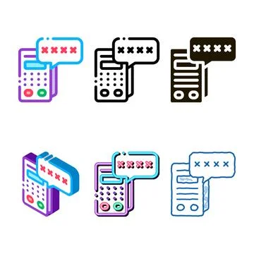 Pos terminal looks pin code icon vector outline Illustrazione stock