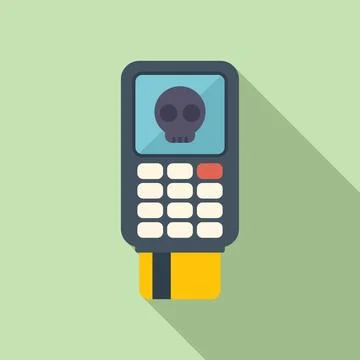 Pos terminal malware icon flat vector. Virus hacker Stock Illustration