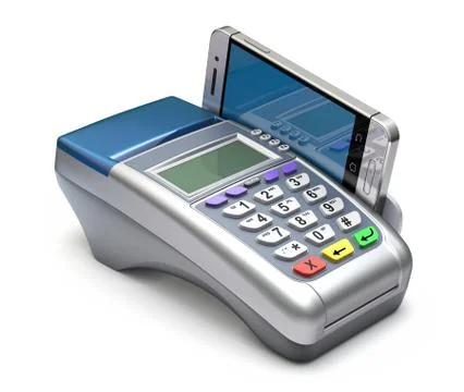 POS terminal with mobile Stock Illustration