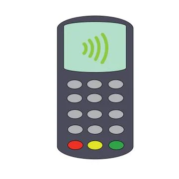 Pos terminal or card reader, contactless payment concept, in a color Stock Illustration