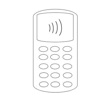 Pos terminal or card reader, contactless payment concept, black Stock Illustration