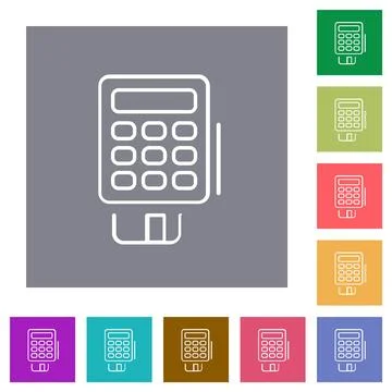 POS terminal outline square flat icons Stock Illustration