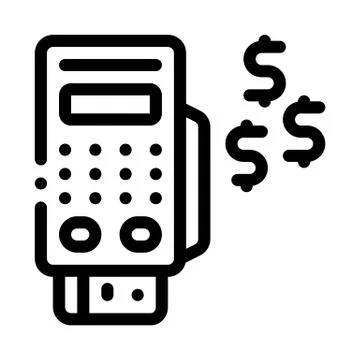 Pos terminal payment icon vector outline illustration Stock Illustration