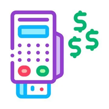 Pos terminal payment icon vector outline illustration Stock Illustration