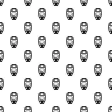 Pos terminal payment processing seamless pattern background Illustrazione stock