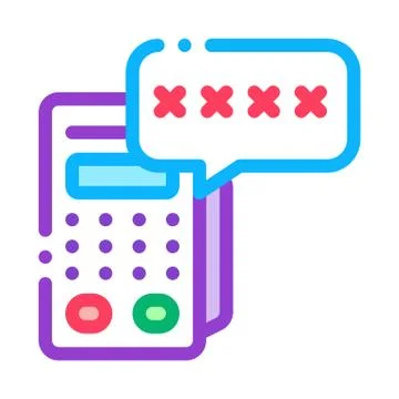 Pos terminal pin code icon vector outline illustration イラスト素材