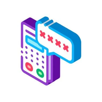 Pos terminal pin code isometric icon vector illustration Illustrazione stock