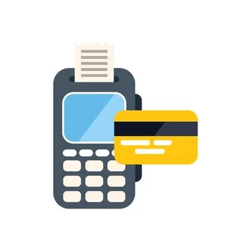 Pos terminal processing credit card payment with printed receipt Stock Illustration