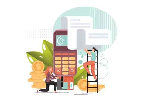 Pos terminal vector flat style design illustration Stock Illustration
