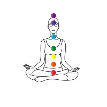 The pose of lotus with chakra symbol. Stock Illustration