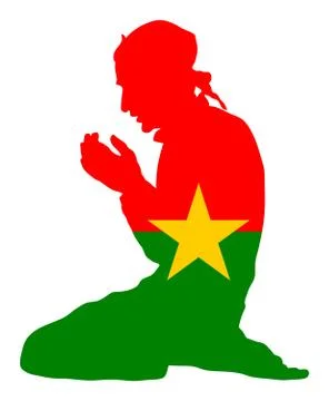 Pose of Muslim man praying vector silhouette, Burkina Faso prayer Stock Illustration