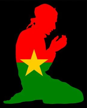 Pose of Muslim man praying vector silhouette, Burkina Faso prayer. Stock Illustration