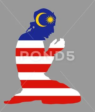 Pose of Muslim man praying vector silhouette, Malaysia prayer ...