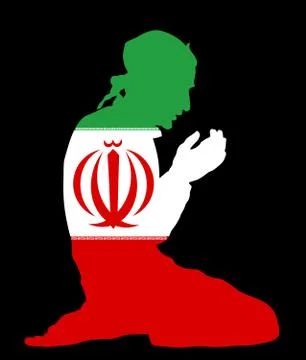 Pose of Muslim man praying vector silhouette, Iran prayer. イラスト素材