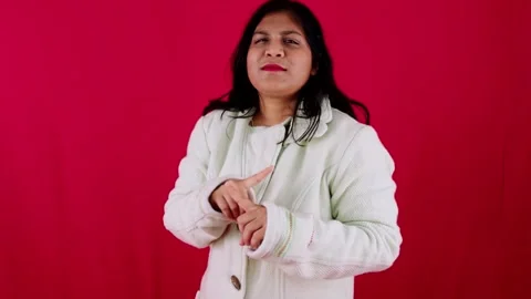 Pose rejection or prohibition in Studio to stop or deny something bad to do.. Stock Footage 262488817