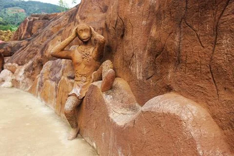 Posed monkey statue in Da Lat Vietnam Stock Photos