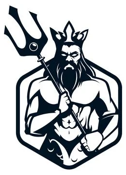 Poseidon God Logo Stockillustratie