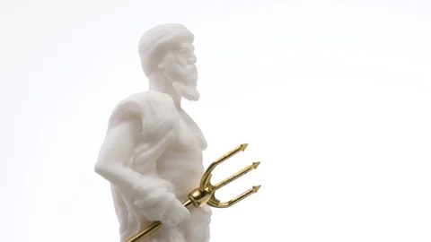 Poseidon Greek God Marble Statue Rotating on White Background 库存影片 116698853