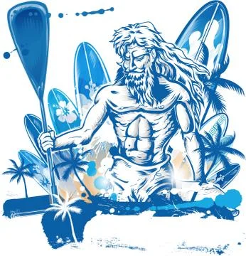 Poseidon puddle surfer Stock Illustration