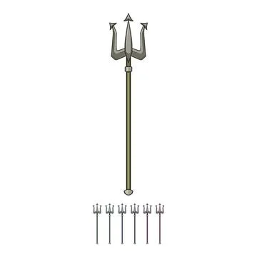 Poseidon trident magic cartoon vector graphic Stock Illustration
