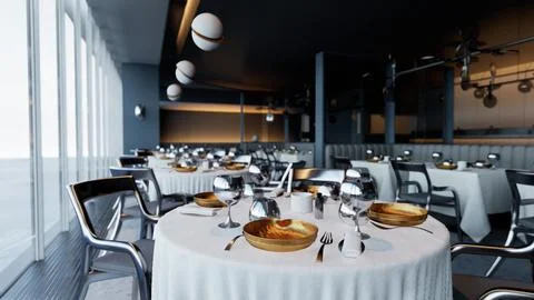 Posh dining venue that is completely empty Stock Illustration